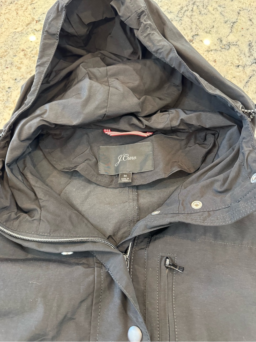 J.Crew Black Utility Jacket Hooded Anorak Lightweight Medium - Picture 4 of 11
